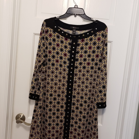 Style & Co. Geometric Print & Studded Accent Knit Dress Size Large - Picture 7 of 8